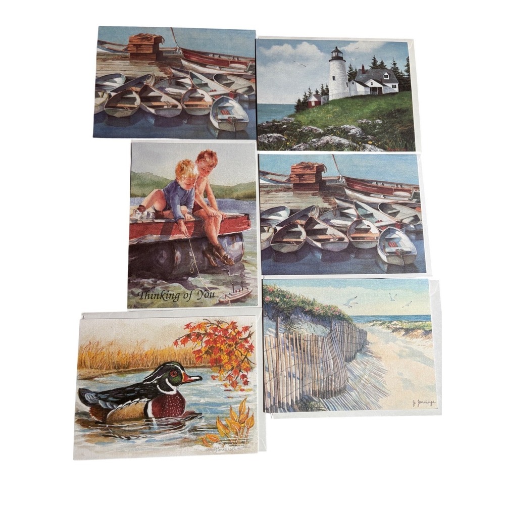 Vintage Assorted Nature Greeting Cards Lot of 6 Birthday Thinking of You Coastal
